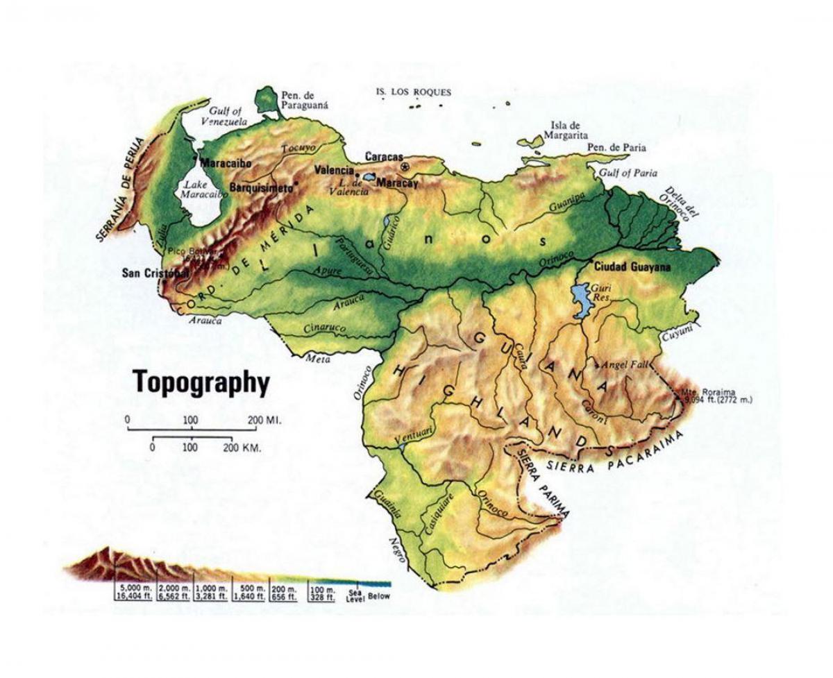 χάρτης της βενεζουέλας τοπογραφικό